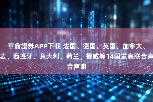 華鑫證券APP下载 法国、德国、英国、加拿大、丹麦、西班牙、意大利、荷兰、挪威等14国发表联合声明